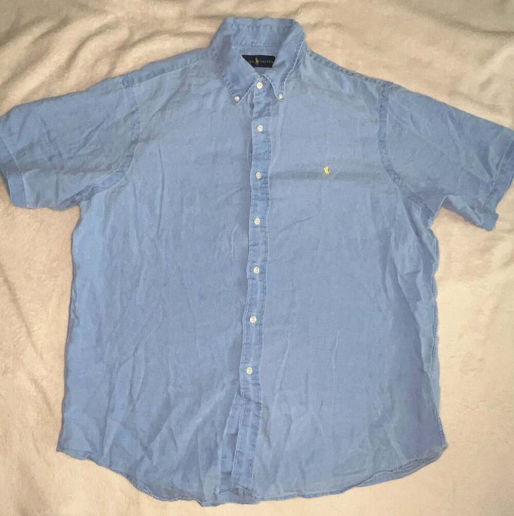Ralph Lauren Short-Sleeve Linen Shirt Size XL Blue